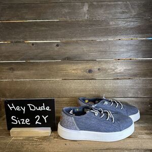 New $45‎ Big Kids Hey Dude Cody Youth Craft Navy Comfort Shoes Size 2 Y